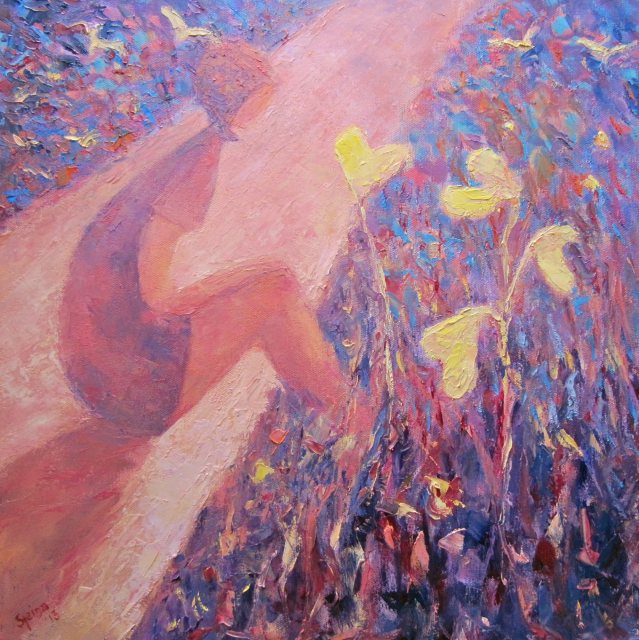 Unga stúlkan er mjög hrifin af hennar nýju upplifun.